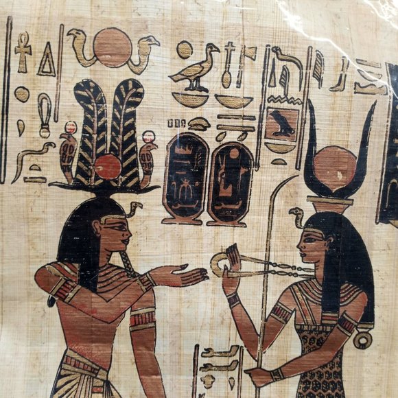 Beautiful Egyptian Painting On Papyrus Paper. Art Birds Fish - Picture 2 of 7